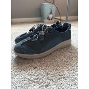 Pandere Barone Navy Blue Leather Neoprene Wide‎ Width Adjustable Sneakers 6E